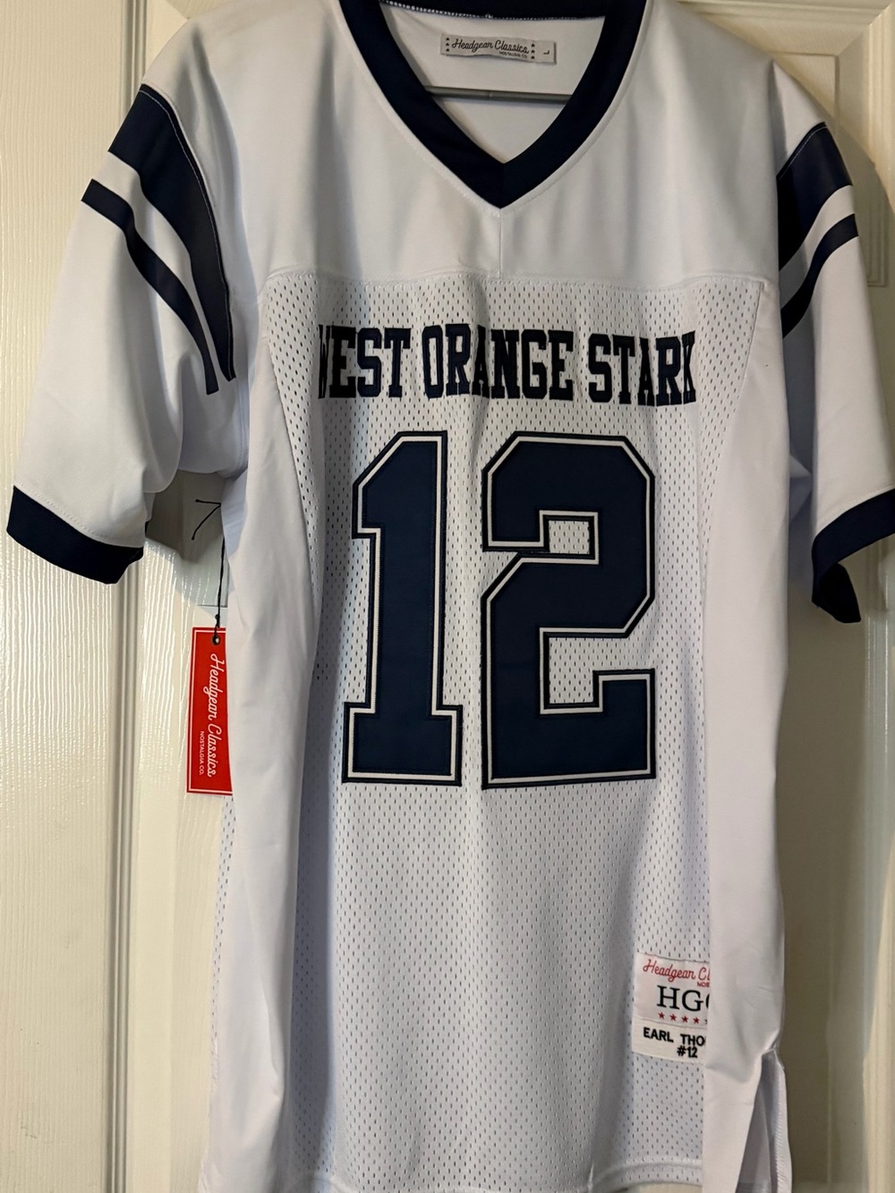 Earl Thomas high school White & Navy West Orange Stars #12 Football Jersey -